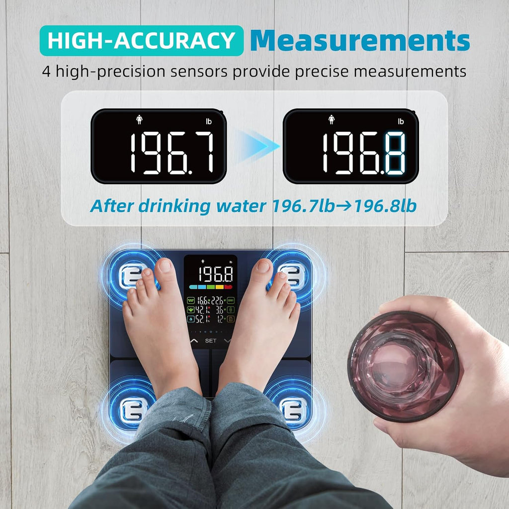 Lepulse Báscula de grasa corporal sin aplicación, báscula de baño