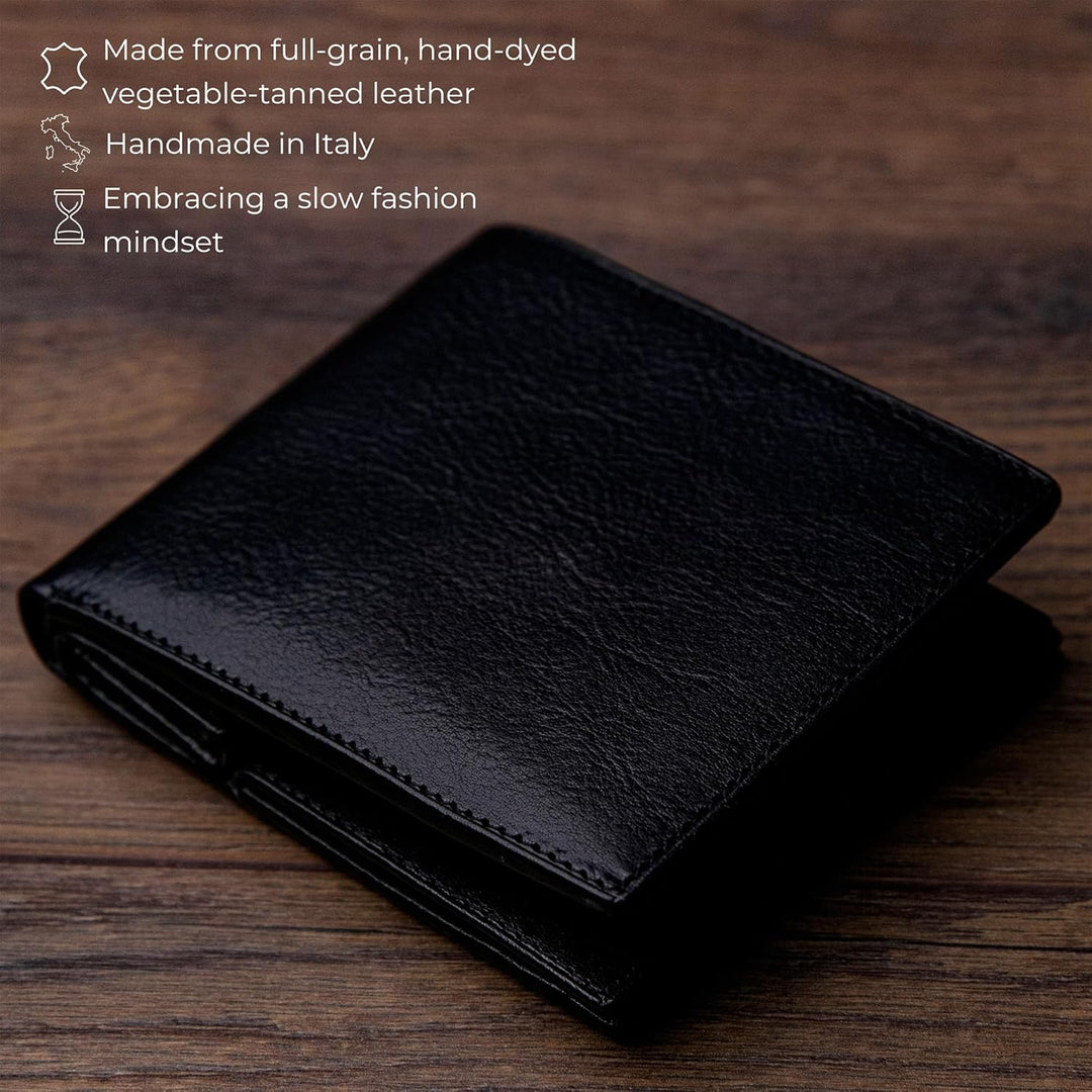 Time Resistance Cartera de cuero para hombre - Billetera italiana p...