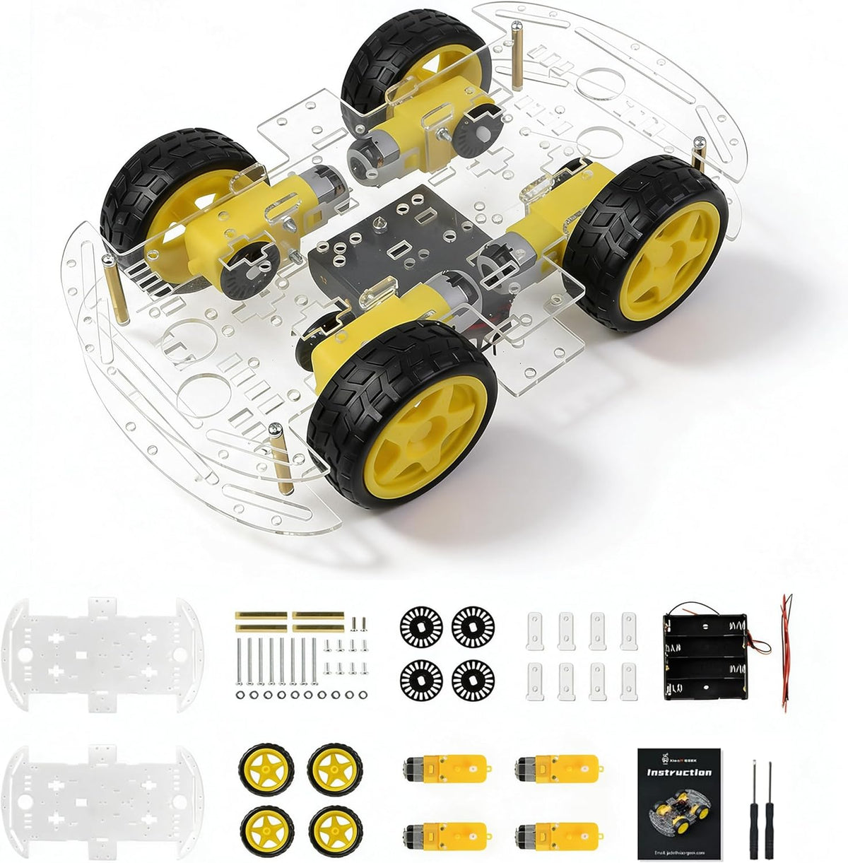 Kit de chasis de robot 4WD Motor TT acrílico de 2 capas para