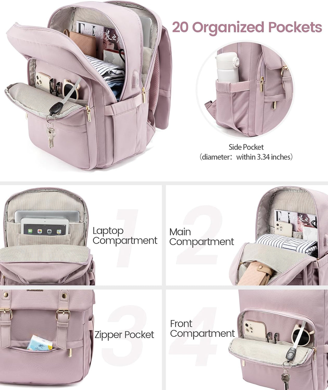 LOVEVOOK Mochila para computadora portátil para mujer, mochila de v...