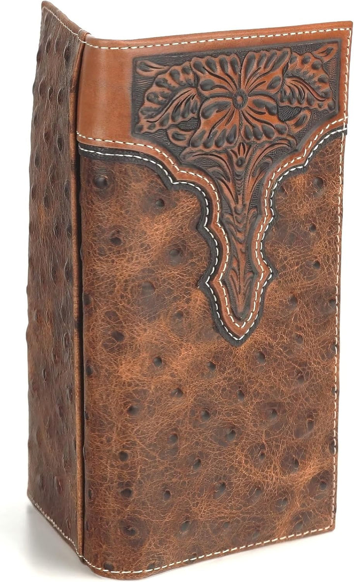 ARIAT Billetera en relieve floral con estampado de avestruz Rodeo p...