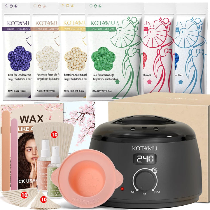 KOTAMU Kit de depilación: calentador de cera profesional para mujer...