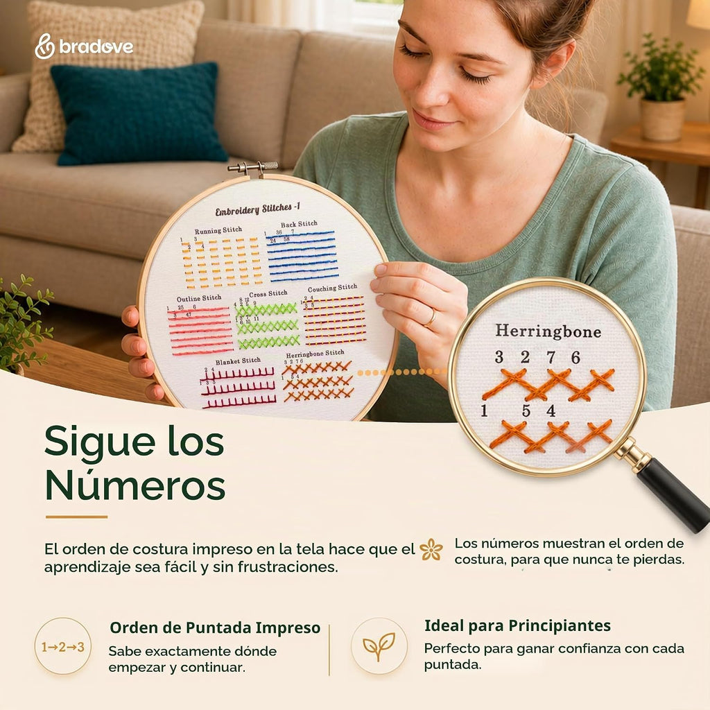 Bradove Classic Embroidery Learning Kit para Adults y Kids