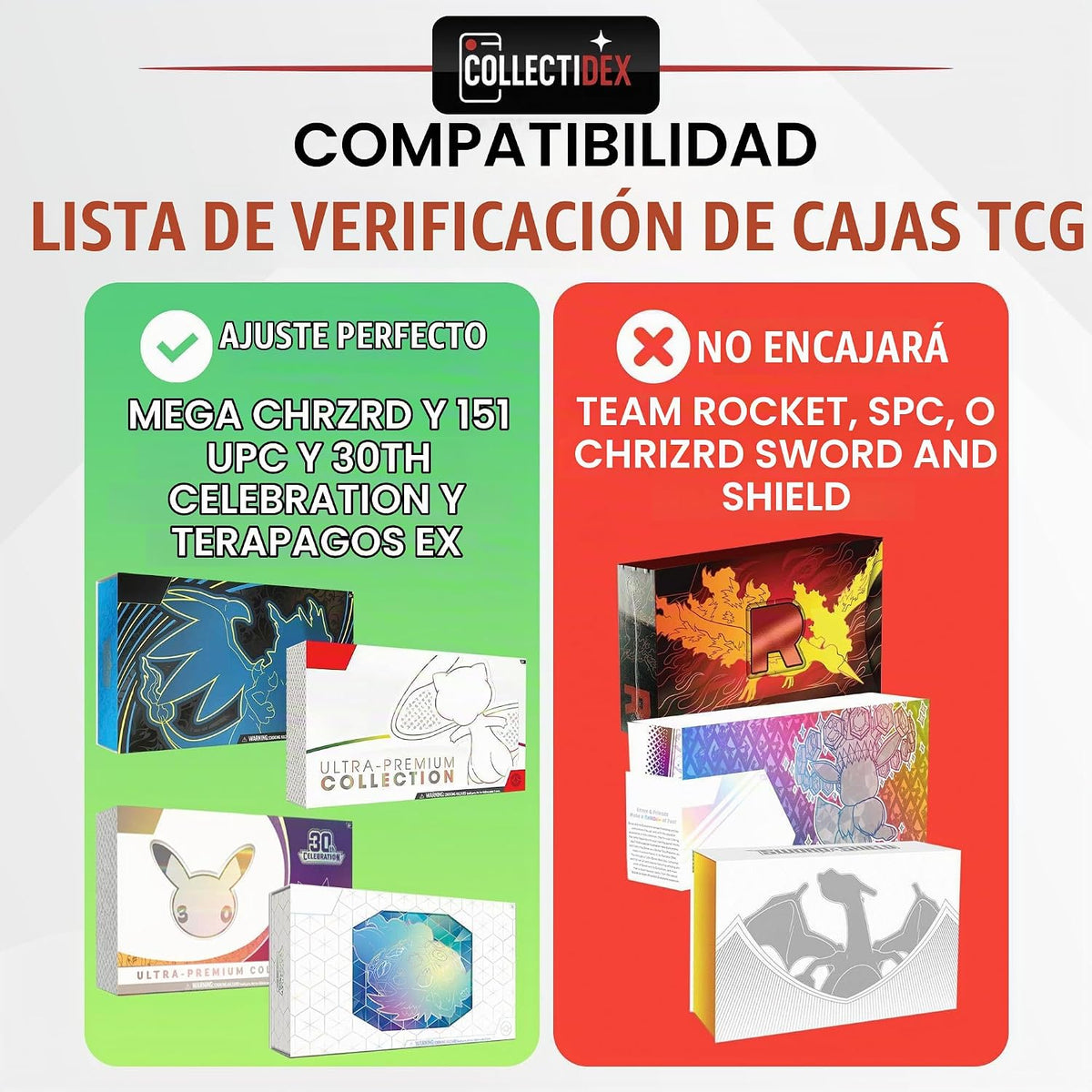 Vitrina acrílica para 151 UPC y Mega CHARZRD X ex Ultra-Premium Collection UPC - Tapa magnética 8+0.197 in Acrílico - Compatible con Mega Charzrd X ex UPC y 151 UPC