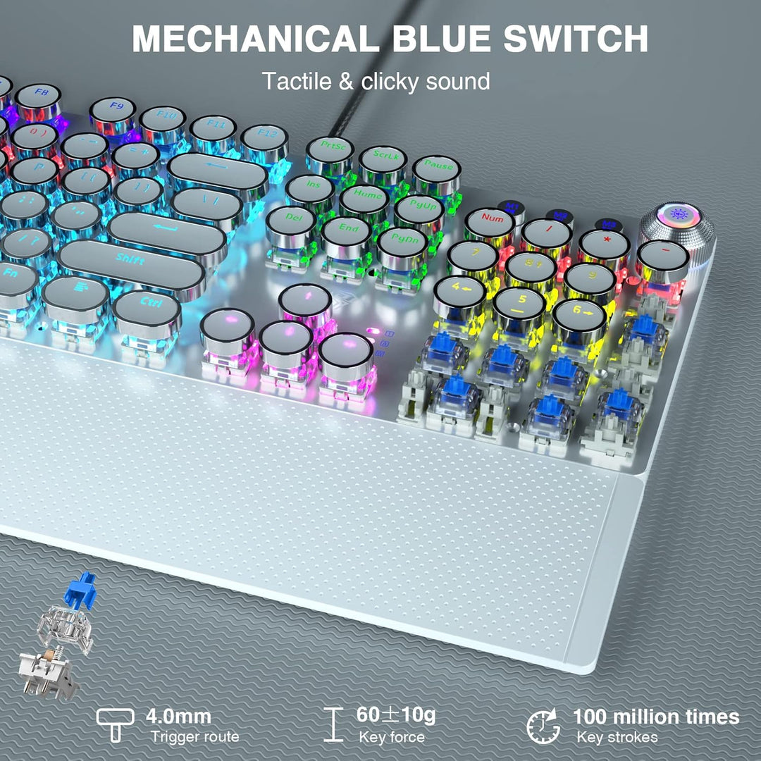 AULA F2088 Teclado mecánico para juegos estilo máquina de escribir,...
