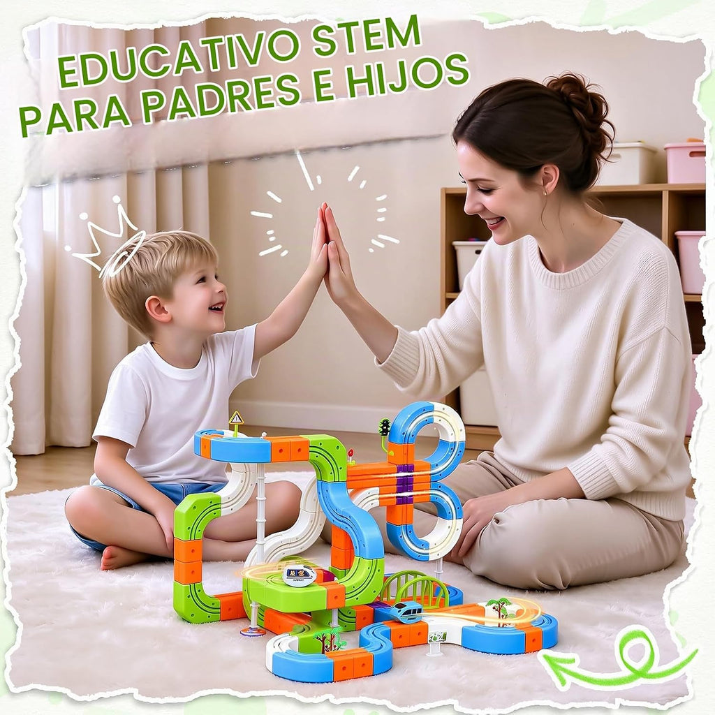 Juego de tren eléctrico de 242 piezas para niños, juguete de construcción