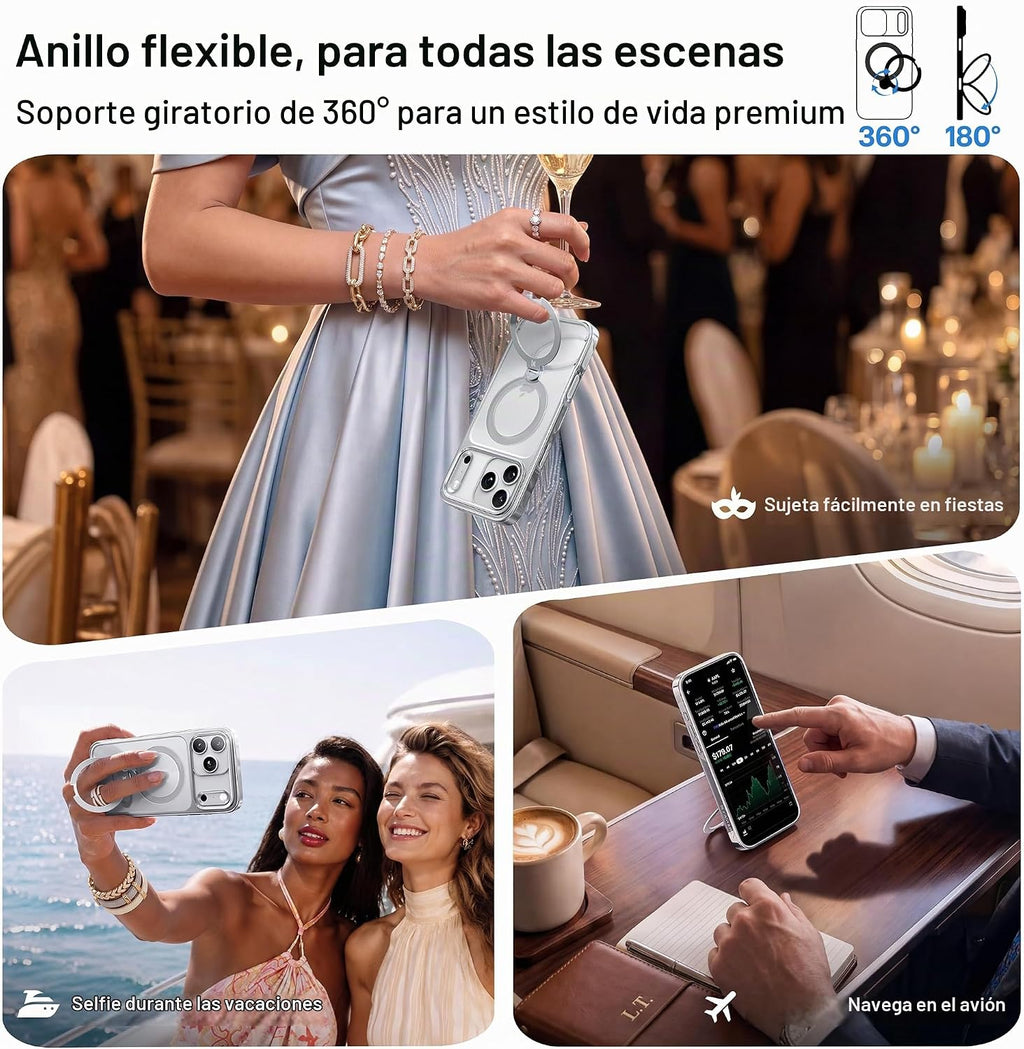 CASEKOO Soporte magnético giratorio de plata brillante 360 para iPhone 18