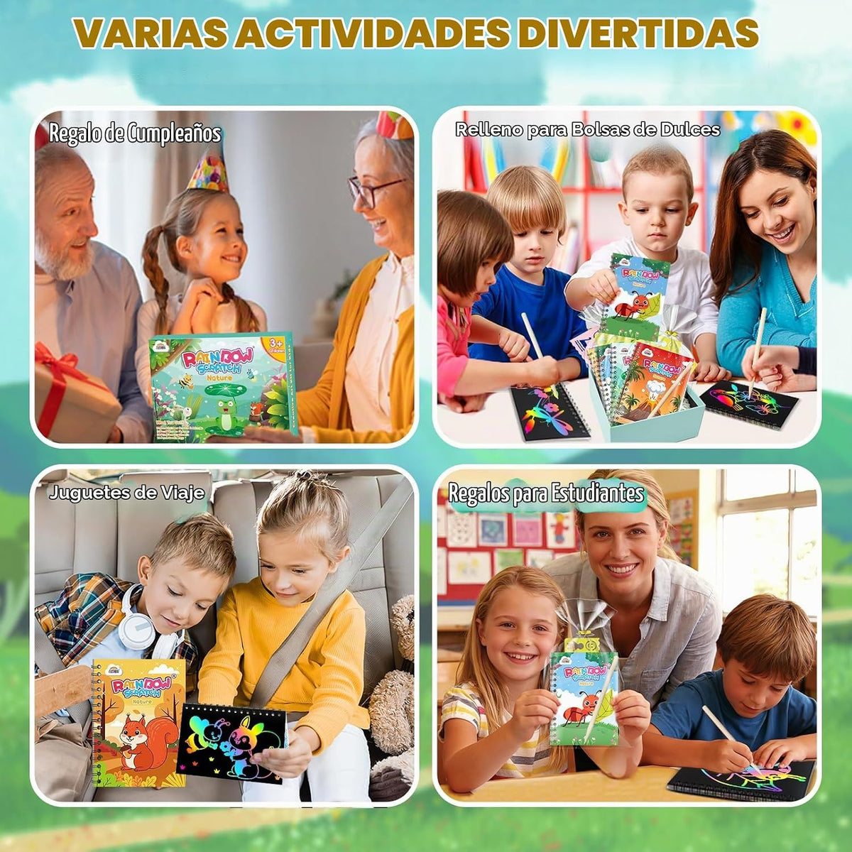 ZMLM Paquete de 24 cuadernos con diseño de arco iris para niños, recuerdos