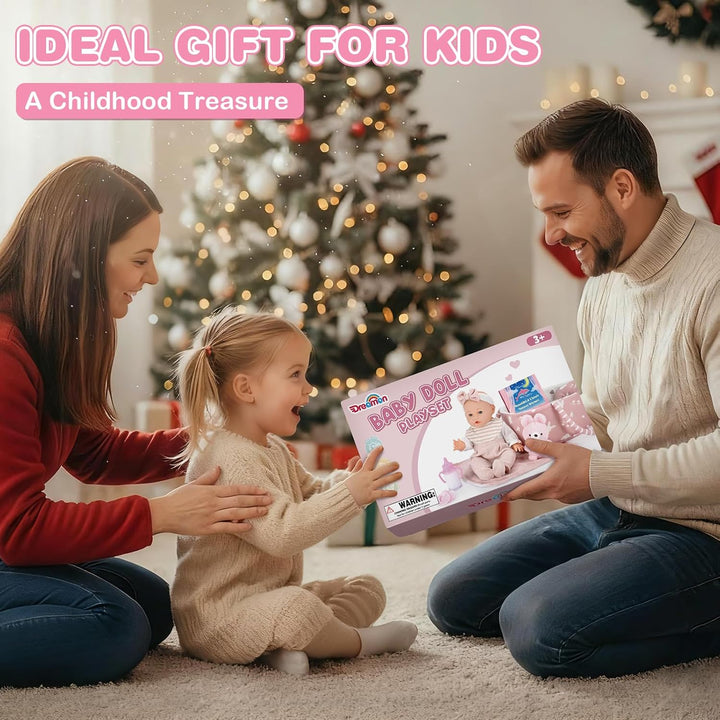 Dreamon Juego de Muñeca Bebé de 12 pulgadas con Cuna Moisés Portáti...