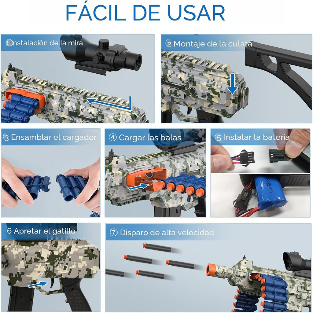 Juguete eléctrico automático con alcance, JakMean Toy Blaster con 30 clips de dardos y 100 dardos de espuma, juegos de disparos al aire libre, juguetes para niños y niñas adultos de 6 a 12 años, regalos para cumpleaños, Navidad, verde