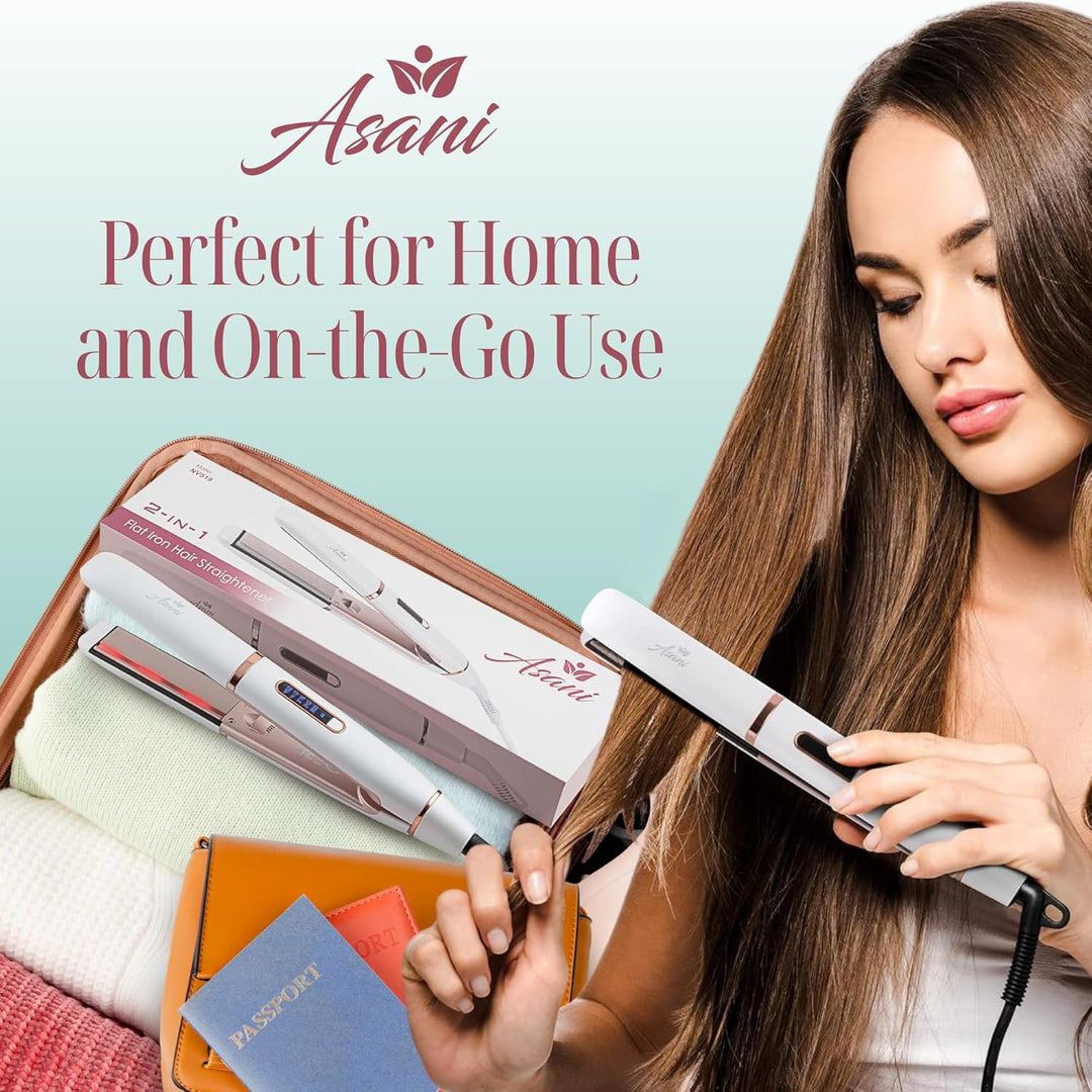 Asani Plancha plana 2 en 1 para alisar y rizar el cabello, tecnolog...
