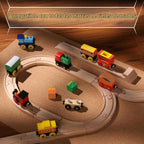 SainSmart Jr. Juego de Tren de Madera de 12 Piezas - Juguetes de Tren con Caja de Almacenamiento, Trenes de Juguete Magnéticos Compatibles con Todas las Principales Marcas, Regalo para Niños Pequeños