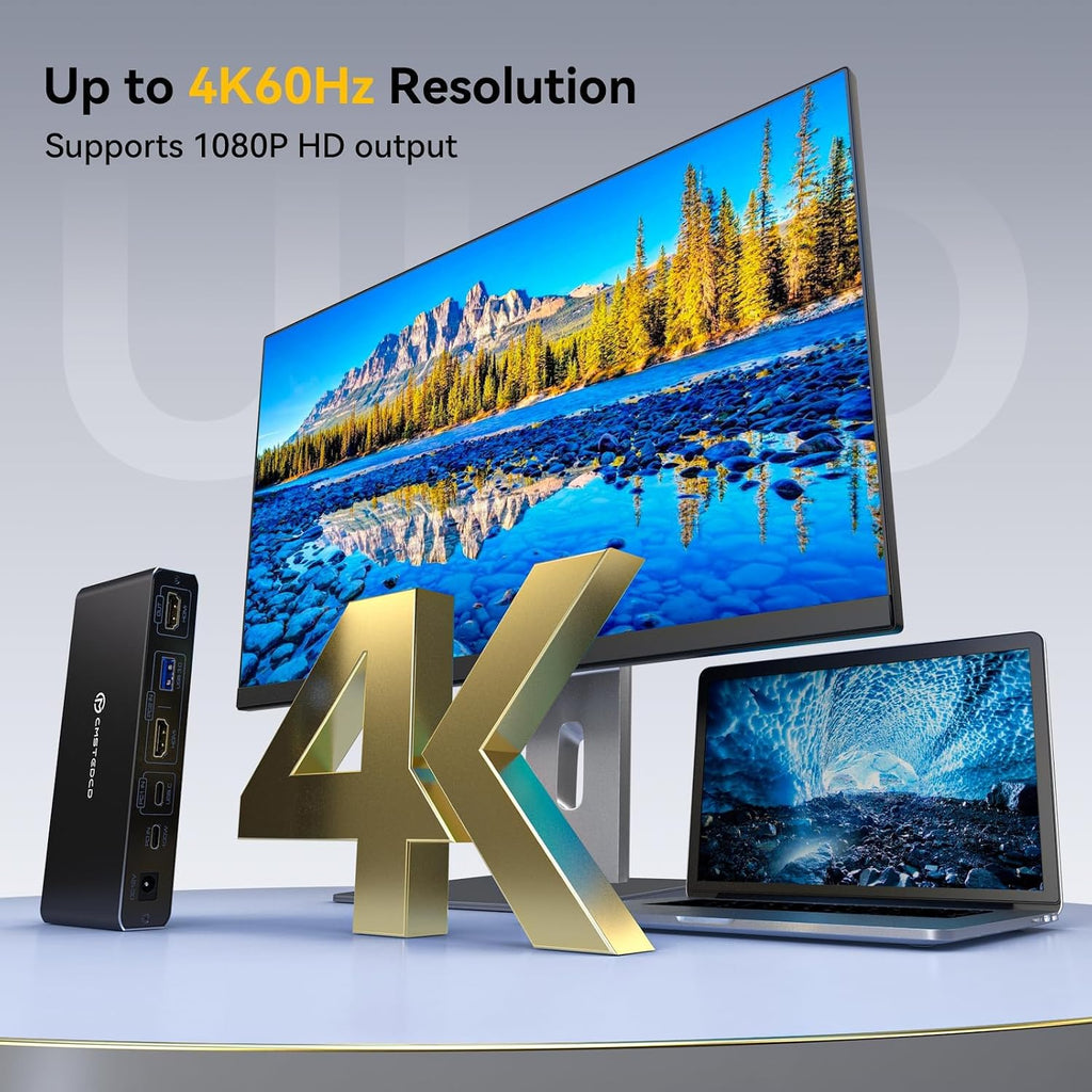 Conmutador KVM 1 monitor 2 ordenadores, 4K@60Hz USB-C HDMI KVM