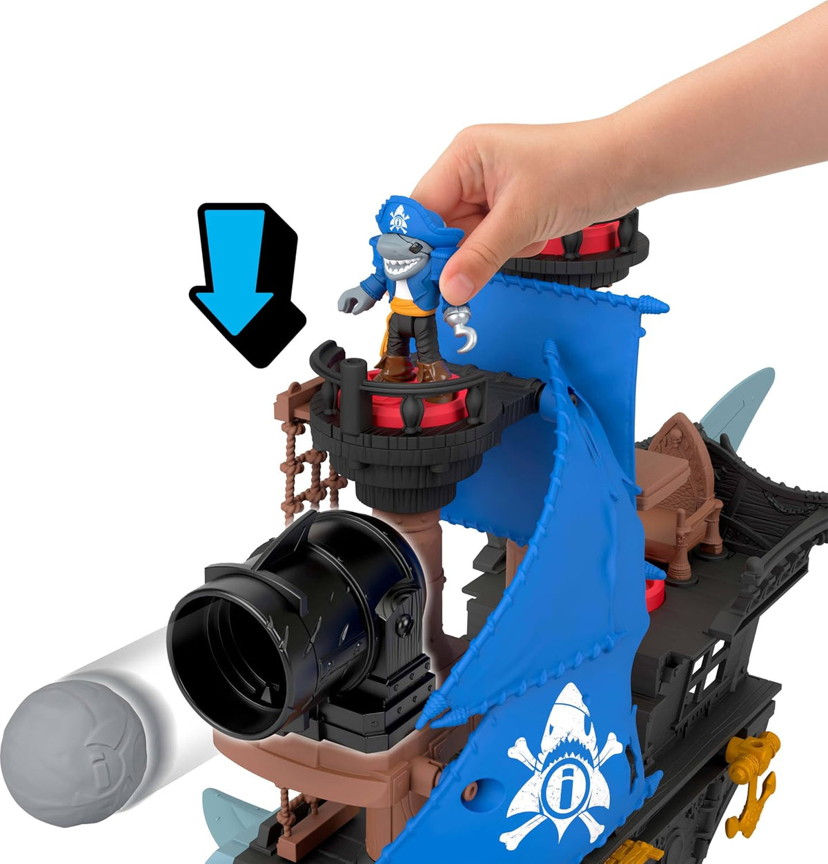 Fisher-Price Imaginext Shark Bite - Juego de barco pirata y bote de juguete