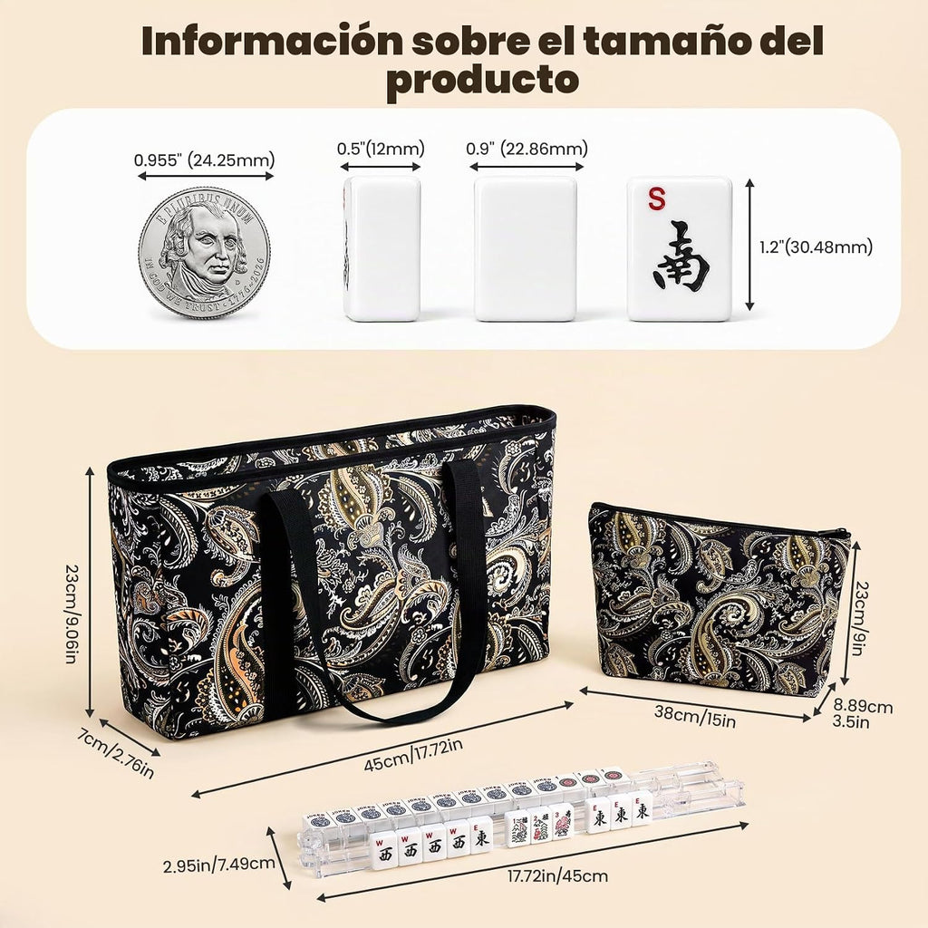 American Mahjong - Juego de azulejos de 166 azulejos con 4 bastidores