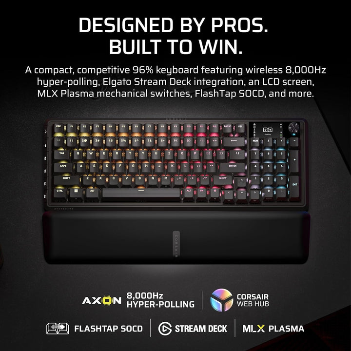 Corsair Teclado mecánico inalámbrico para juegos RGB Vanguard 96 \u...