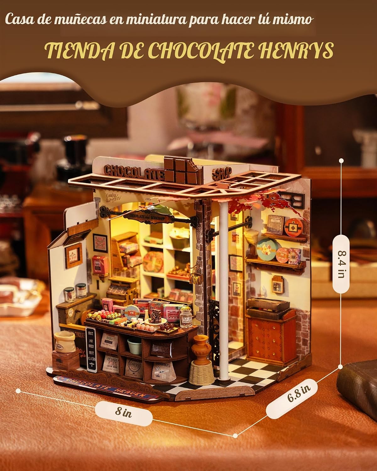 Rolife Kit de Casa en Miniatura DIY Henry's Chocolate Shop, Casa Pequeña Book Nook para Decoración de Estantería, Kit de Construcción de Modelos Rompecaabezas 3D para Adolescentes, Regalos de