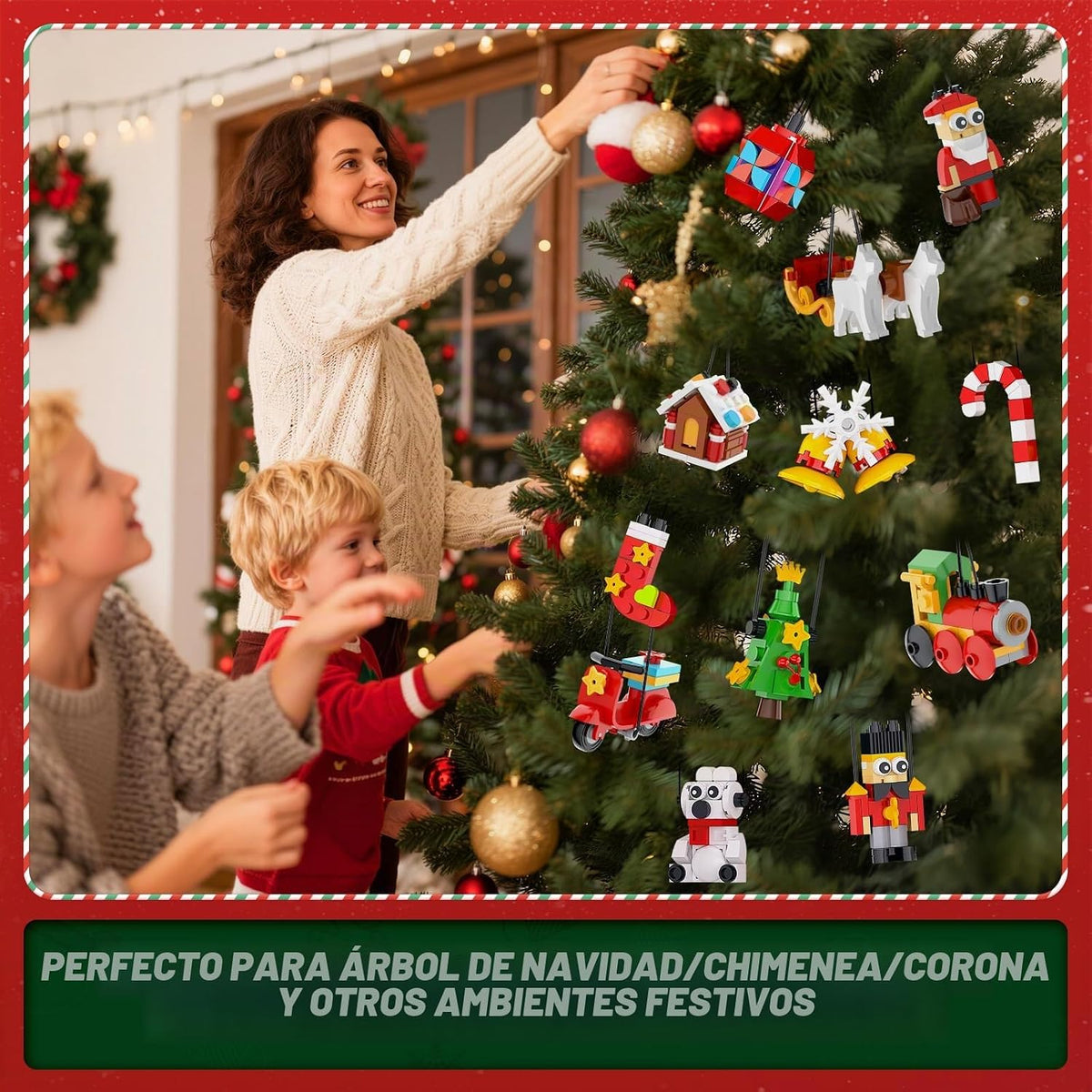 Calendario de Adviento de Navidad 2026, 24 paquetes de adornos de Navidad, kit de construcción de árbol de Navidad, Papá Noel, reno, pan de jengibre, pingüino, cascanueces/copos de nieve, regalos de Navidad para niños de 6 años en adelante