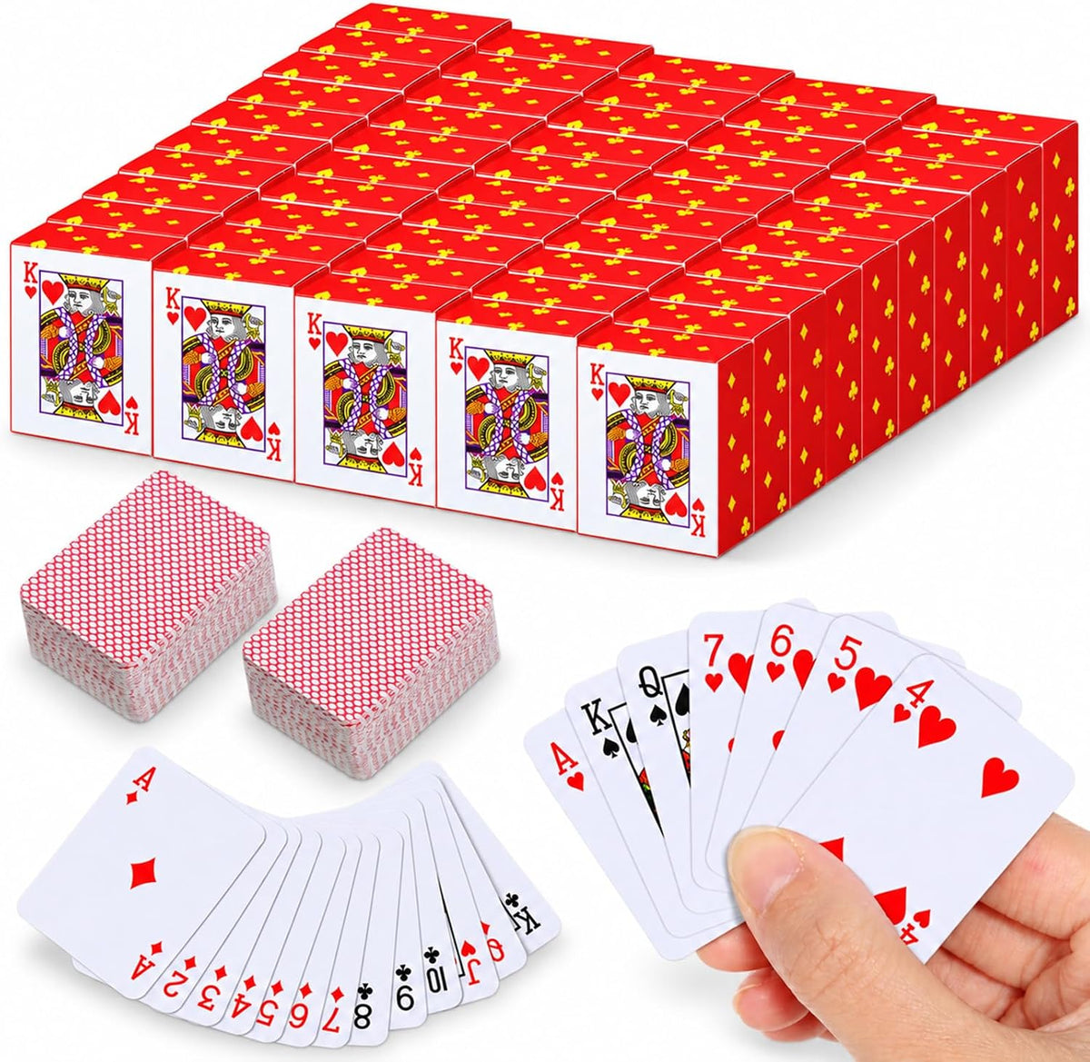 Paquete de 50 mini cartas de juego a granel de 1.65 pulgadas, mini baraja de cartas de póquer de bolsillo, cartas de juego en miniatura o viajes, camping, fiestas, lindo y duradero