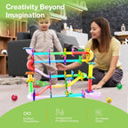PicassoTiles Set de Construcción STEM Pistas de Canicas con Ladrillos Magnéticos 120 piezas Edades 3+