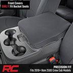 Rough Country Fundas de asiento delantero de neopreno para Ram 2500 (2019-2024) con asientos de cubo, impermeables y resistentes a los rayos UV, acolchado de espuma, juego de fundas de asiento
