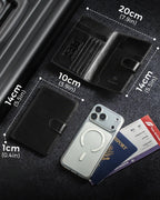 Soporte para pasaporte para familia de viajes: Cartera de cuero de grano completo para pasaporte para hombres - Cartera delgada con hebilla magnética con bloqueo RFID para billete aéreo SIM