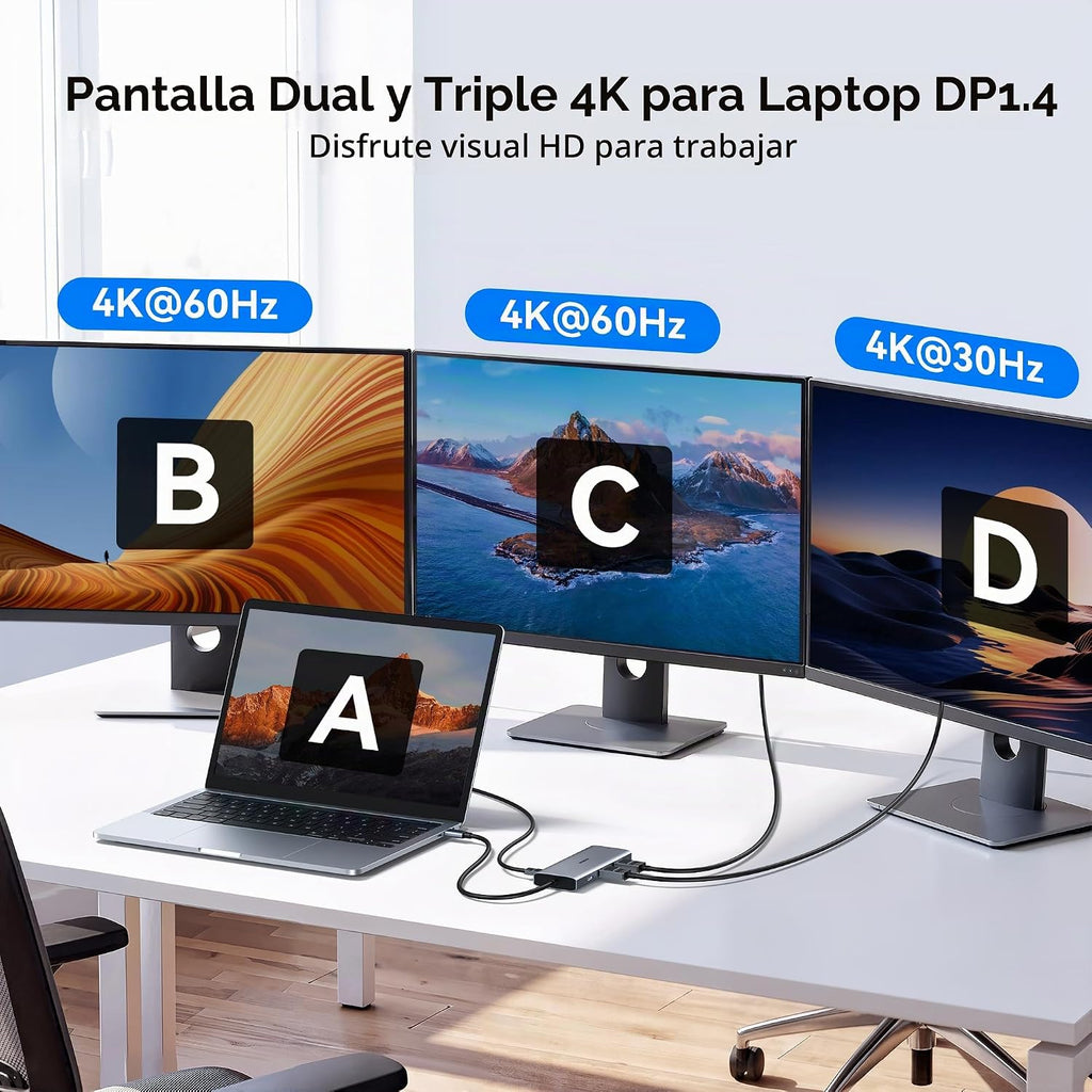 Laptop USB C Docking Station Dual HDMI Monitors 8K USB C Video USB-C Hub