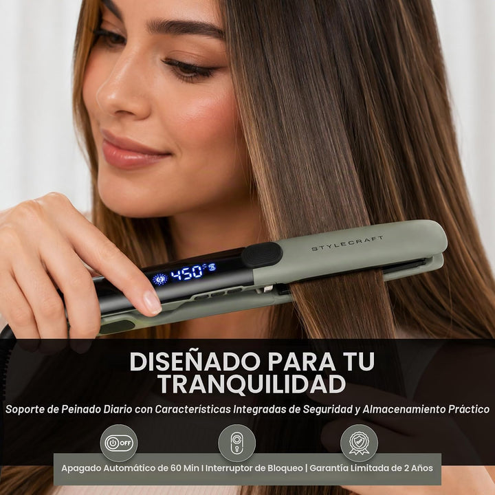 StyleCraft Sage - Plancha de pelo de titanio vibrante, 1 pulgada |...