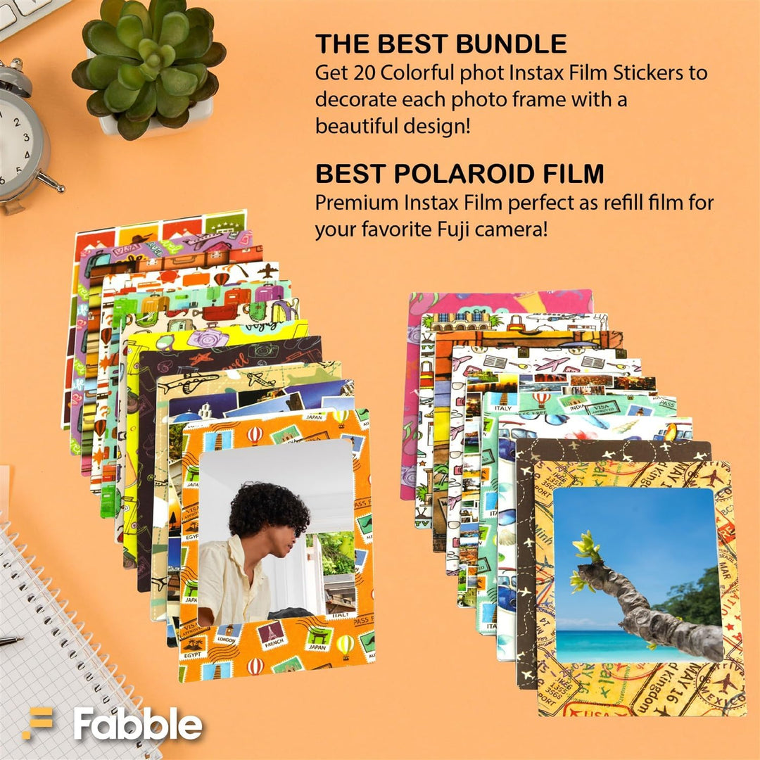 Fujifilm Instax Mini Instant Film Pack doble de 20 hojas con 20 mar...