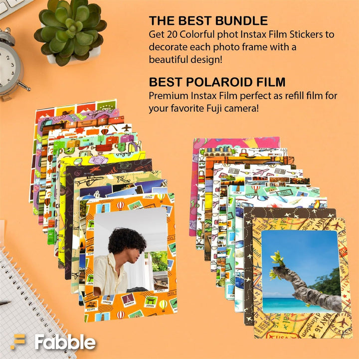 Fujifilm Instax Mini Instant Film Pack doble de 20 hojas con 20 mar...