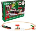 BRIO World - Tren de Vapor Navideño - Tren Operado a Batería - Motor de Vapor Motorizado de 27 Piezas para Pista de Madera con Luces y Vapor Apto para Niños - Juego Interactivo con Adelante/Atrás