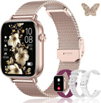 Reloj inteligente para mujer, rastreador de fitness HD de 1.85 pulgadas (respuesta/hacer llamadas/mensajes), más de 130 modos deportivos con frecuencia cardíaca 24/7/monitor de sueño/podómetro