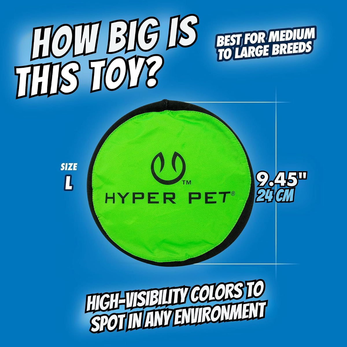 Hyper Pet Flippy Flopper Flying Disc - Juguete suave para perros de 9"
