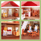 Set de casa de cabaña familiar acogedora, casa de muñecas con muebles y accesorios, casas de muñecas de estilo cabaña para jugar, DIY, para infantes, niños y niñas