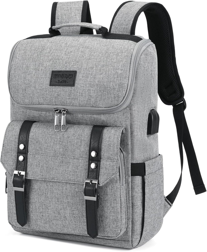 Mochila vintage para laptop con puerto de carga USB para mujeres y...