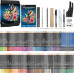 H & B Kit de dibujo de 148 lápices de colores para adultos con cuaderno de