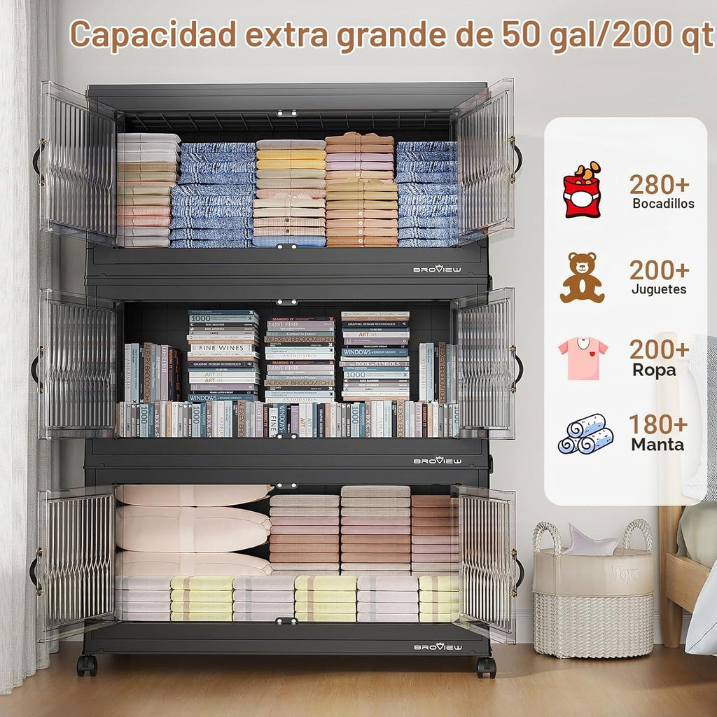 BROVIEW - Contenedores apilables de almacenamiento de 600 cuartos de galón
