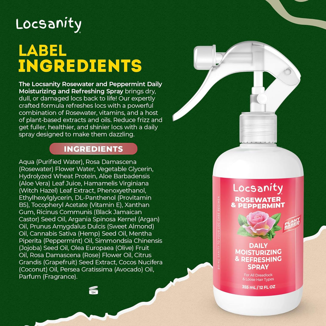 Loc Spray - Locsanity - Spray hidratante diario de agua de rosas y...