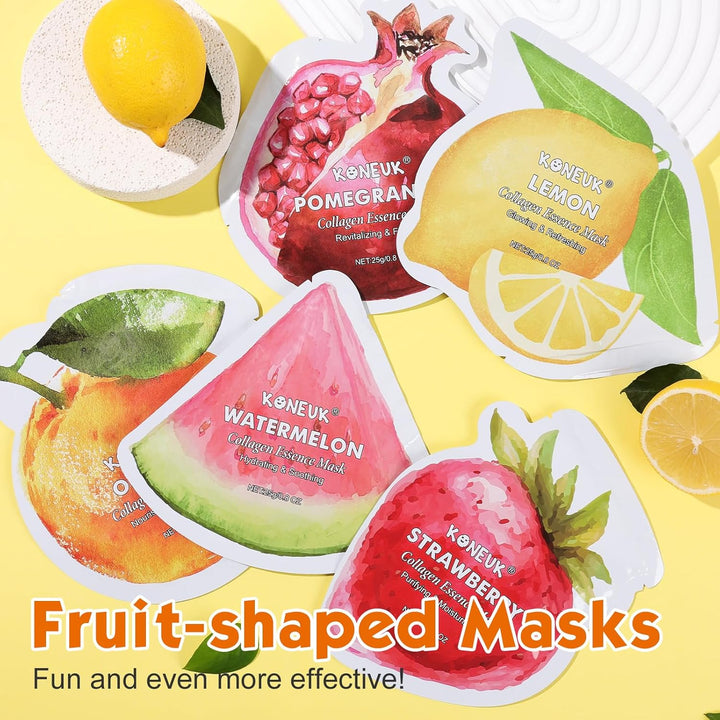 Paquete de 9 mascarillas faciales con forma de fruta para el cuidad...