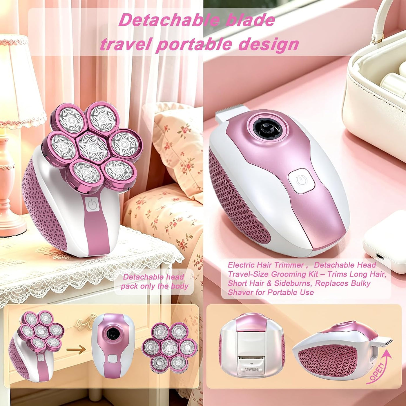 Maquinillas de afeitar eléctricas para mujer, afeitadoras 7D para m...