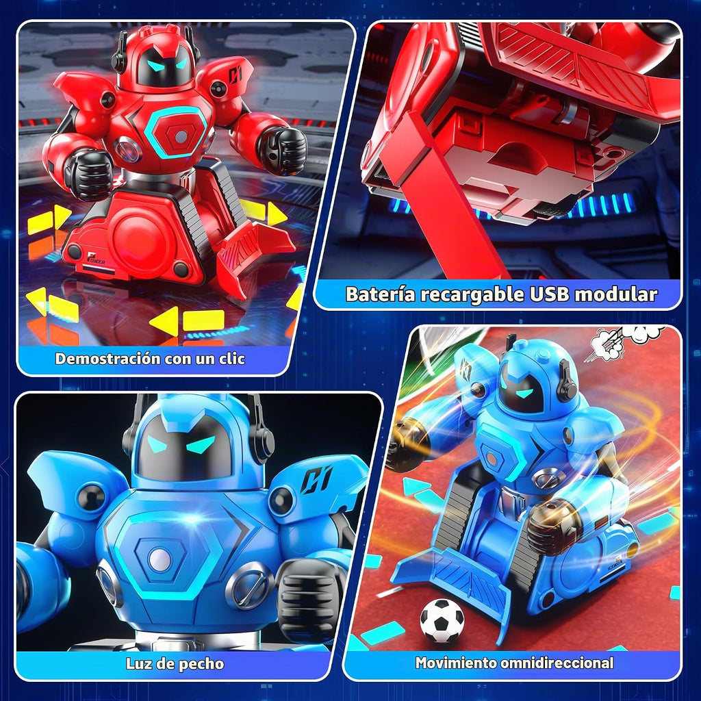 LZZAPJ Paquete de 2 robots de batalla con control remoto con sonidos y luces, modo de juego de fútbol, adecuado para adultos y niños a partir de 6, 7, 8, 9, 10, 11, 12 +, regalo ideal de Navidad/cumpleaños para niños