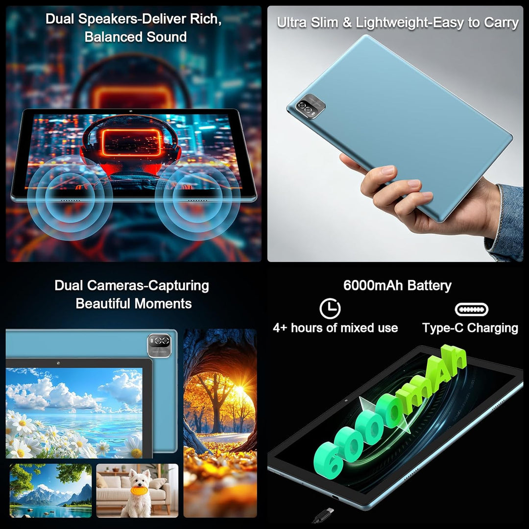 NEWISION Tablet Android 16 de 10 pulgadas con teclado, 12 GB de RAM...