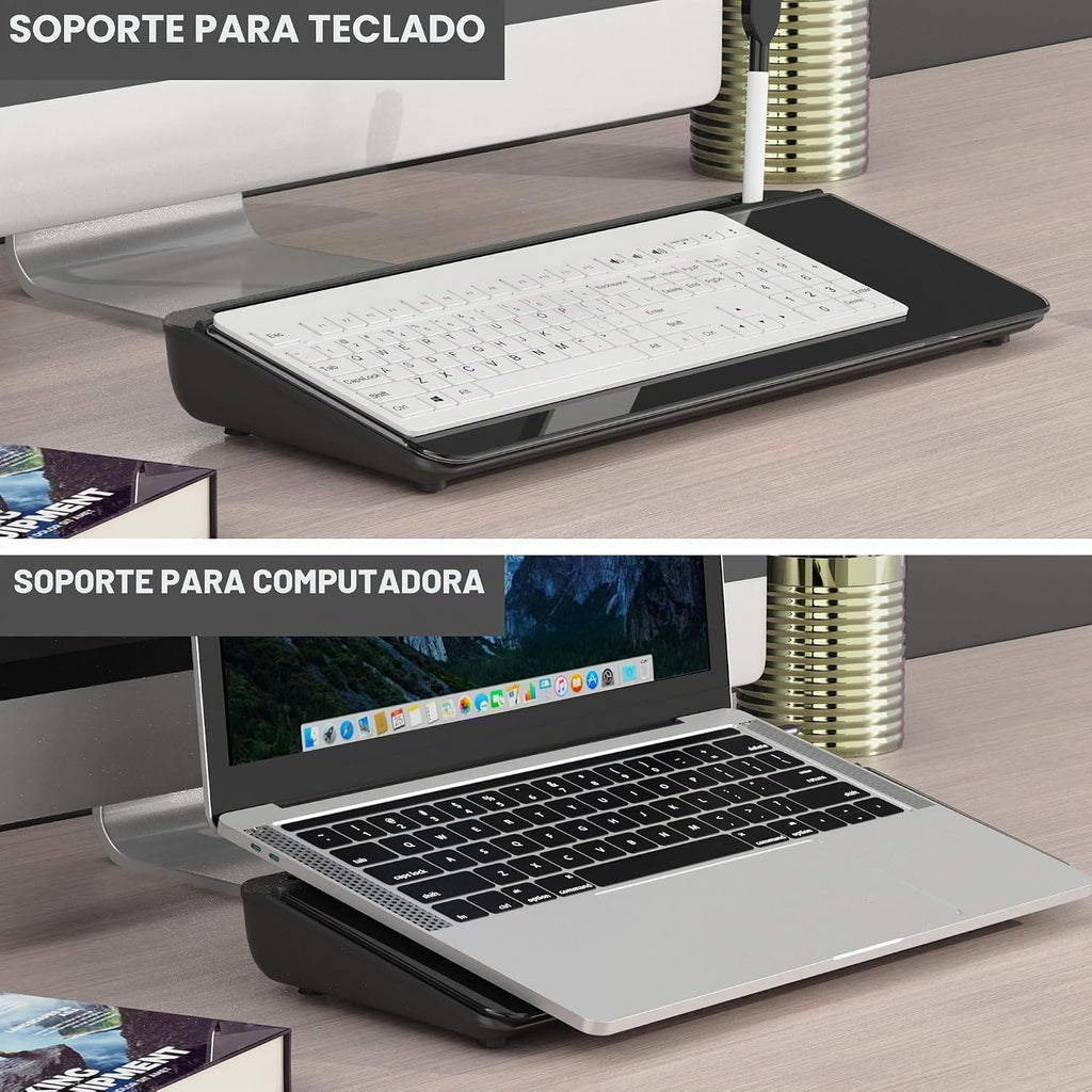 SELEAD Pizarra blanca de cristal de escritorio con almacenamiento