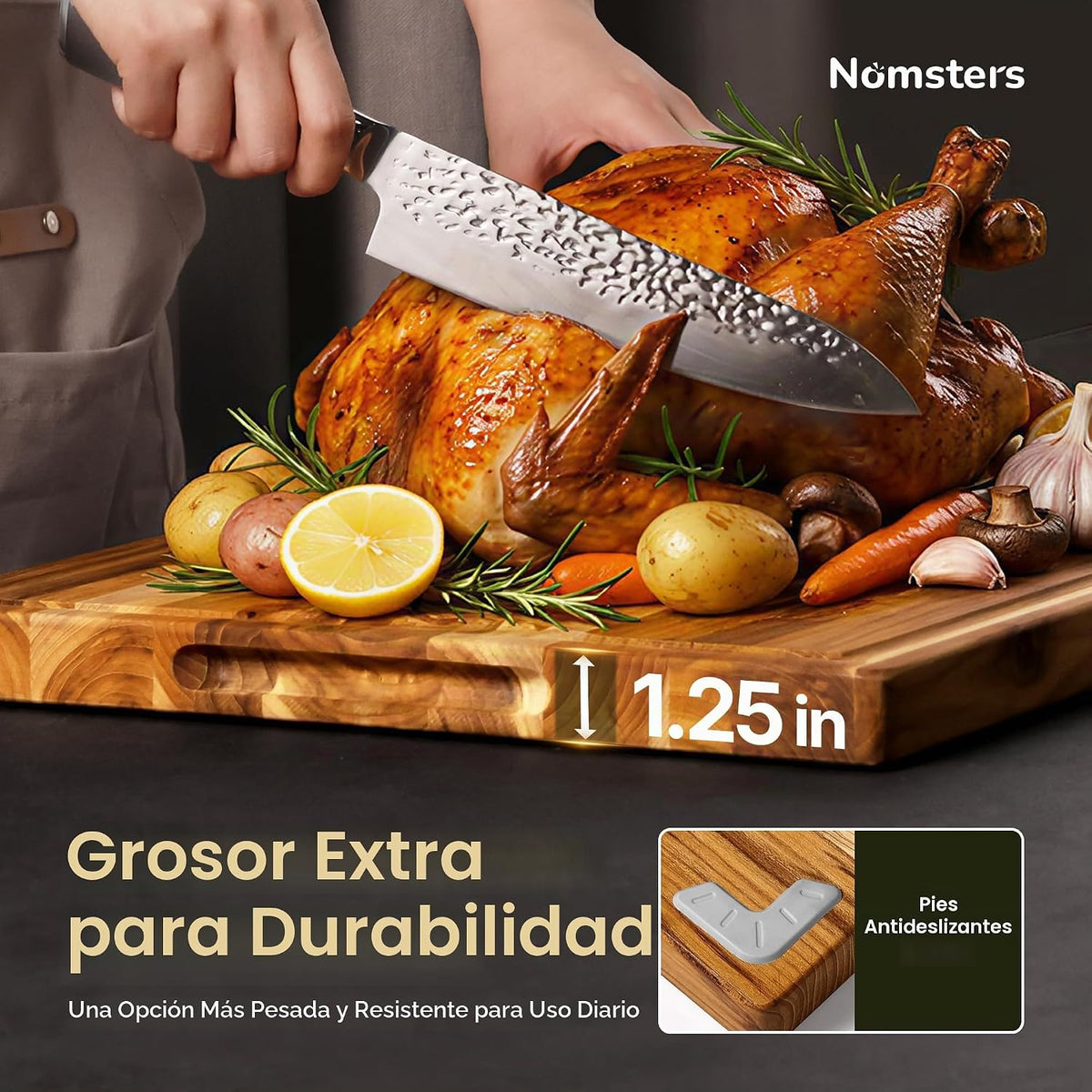 Set de 3 Tablas de Teca para cortar, tablas de carnicería con canal de jugos