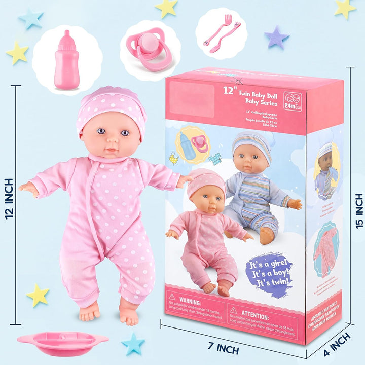 Toy Choi's Muñecas bebés gemelas - Muñecas de 12 pulgadas de cu...