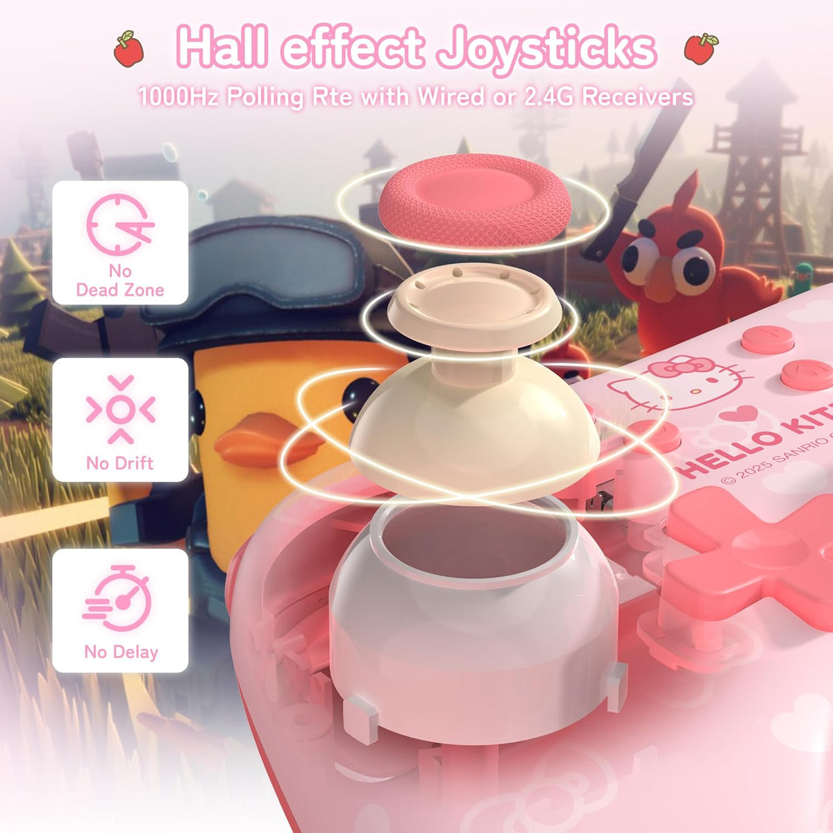 Kuitmor Pink Switch Controller,Hello Kitty Hall Effect Controllers...