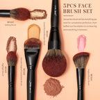 Jessup Pinceles de maquillaje de cara grande, 5 piezas