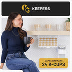 KEEPERS - Soporte para tazas K para debajo del gabinete con acceso abatible, soporte para cápsulas de café que ahorra espacio y organizador de tazas K para 24 cápsulas, organizador de cápsulas de café de acero con fácil instalación