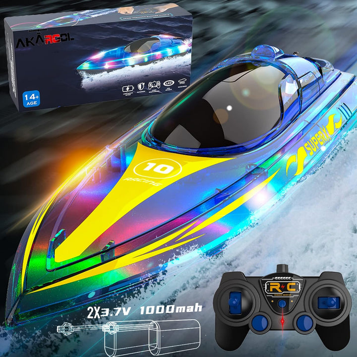 Akargol Bote RC con LED - Barco de control remoto para piscinas y l...