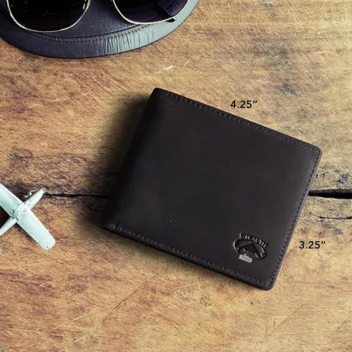 Cartera plegable de piel Stealth Mode para hombre con ventana de identificación y bloqueo RFID